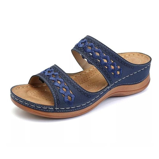 Premium Orthopedic Arizona Leather Embroidery Arch-Support Women Soft footbed Sandals