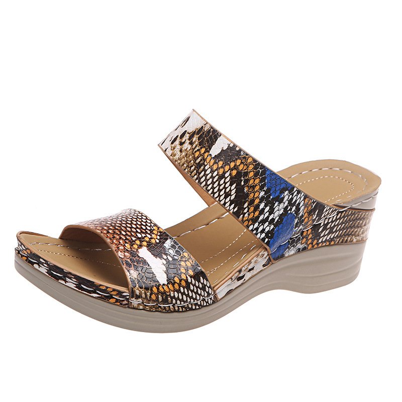 👍Last Day Promotion 70% OFF – 2023 🌹New Leopard Print Leather Wedge Soft Sole Sandals