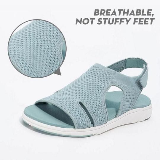 Wow!! | Last Day 45% OFF | Women's Soft Orthopedic Walking Sandals,Fly woven fish head velcro Walking Shoes